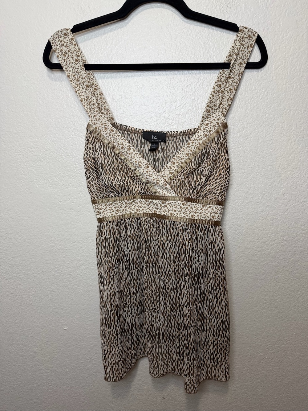 Y2K IZ Byer California Empire Waist Boho Tank Blouse Brown Tagged XL Fits Small